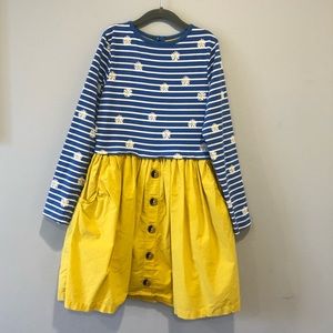 Mini Boden daisy stripe Blue and yellow dress